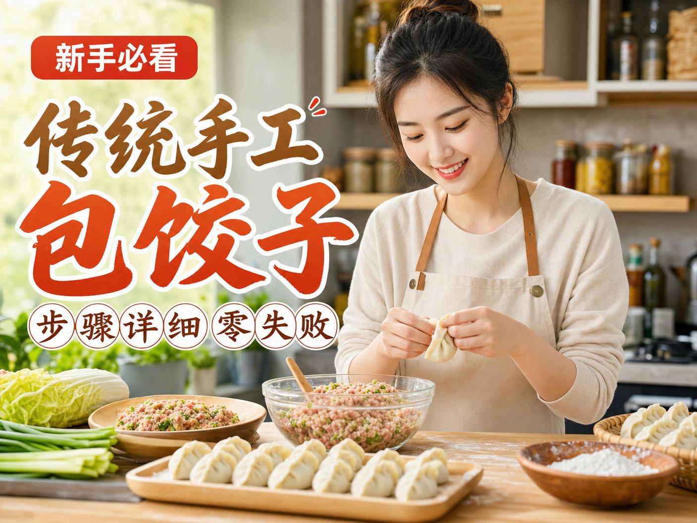 茄子视频-【茄子视频】传统手工包饺子教程传媒演示，步骤详细零失败