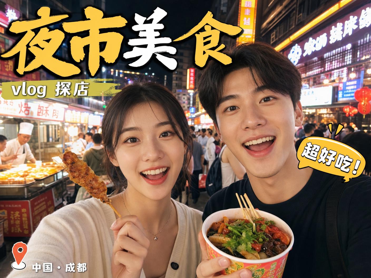茄子视频-【茄子视频】成都夜市美食探店传媒Vlog，超好吃！